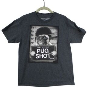 Fifth Sun Kids Boys Large Pug Shot Graphic T-Shirt Charcoal Gray Dog Novelty Tee